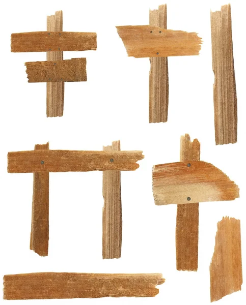 Znaki drewna na białym tle — Zdjęcie stockowe