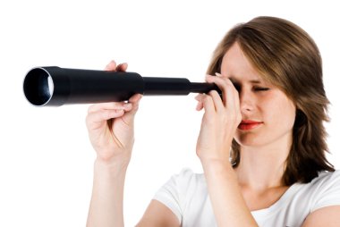 Woman with telescope clipart