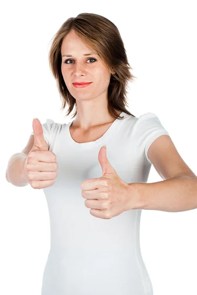Woman with thumbs up — Stock Photo, Image
