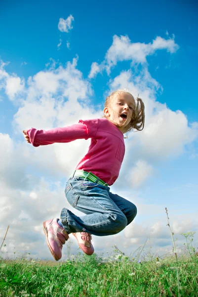 Salto menina — Fotografia de Stock