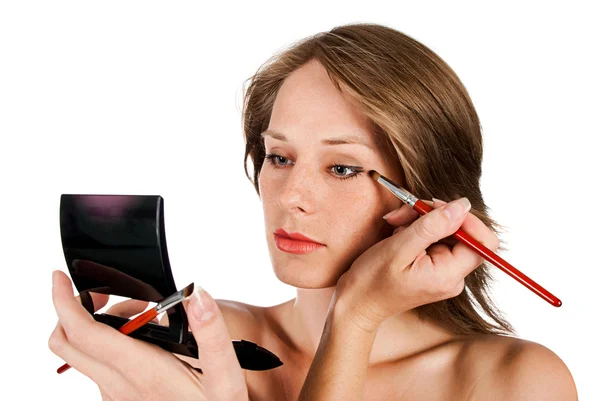 Woman face with brush — Stock Fotó