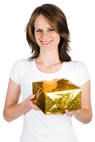 Žena s dárkem — Stock fotografie