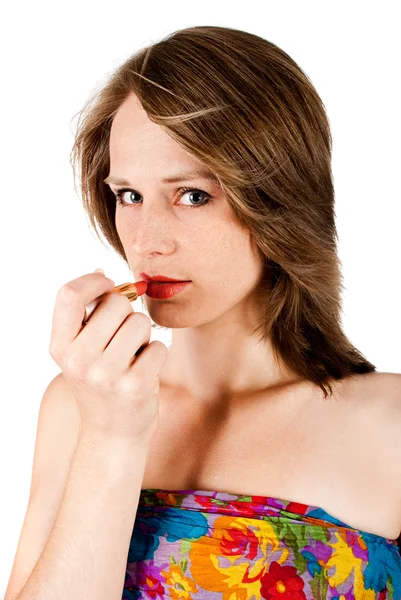 Pretty woman with lipstick — Stock Fotó