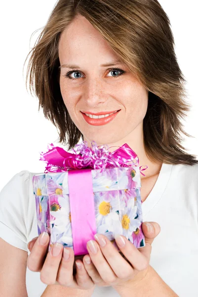 Mujer con regalo —  Fotos de Stock