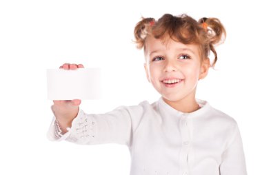 Girl holding empty card clipart