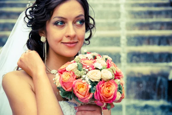 stock image Bride with bouquet