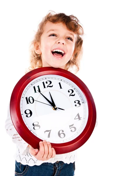 Girl with clock — Stock Photo, Image