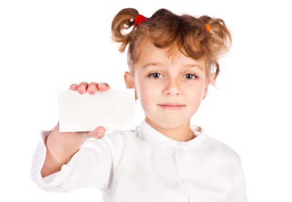 Κορίτσι εκμετάλλευση άδειο κάρτα — Φωτογραφία Αρχείου