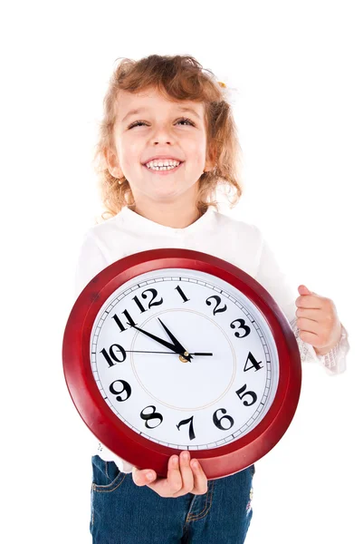 Girl with clock — Stock Photo, Image