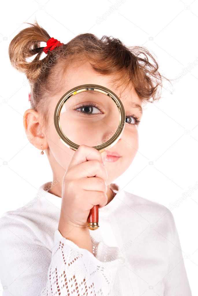 Girl with magnifier
