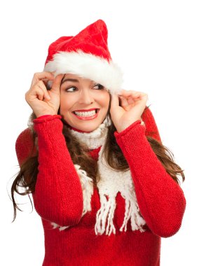 çekici kadın gözatma out dan Noel Baba şapkası