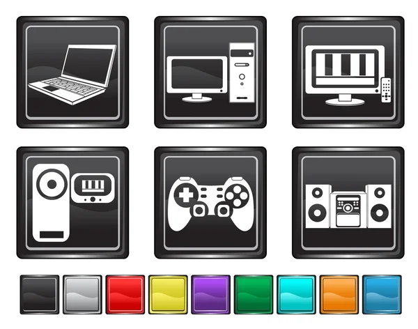 Equipamento eletrônico, cada ícone de cor é definido em uma camada diferente — Vetor de Stock
