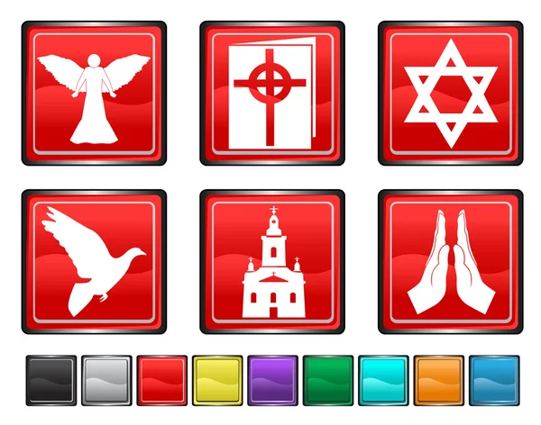 Ikon agama, setiap ikon warna diatur pada lapisan yang berbeda - Stok Vektor