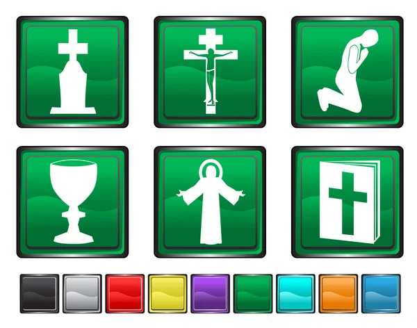 Ikon agama, setiap ikon warna diatur pada lapisan yang berbeda - Stok Vektor