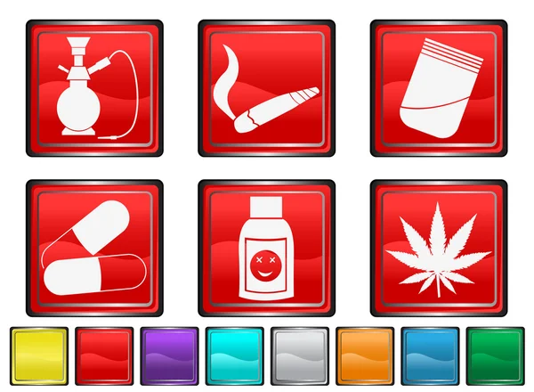 Drogas recreativas, cada icono de color se establece en una capa diferente — Archivo Imágenes Vectoriales