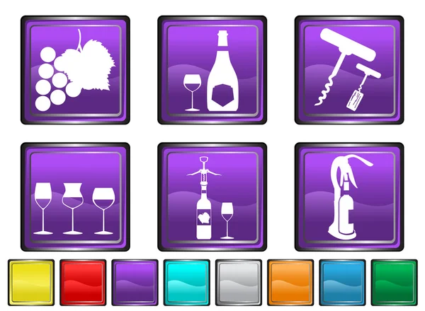 Ícones de vinho, cada ícone é definido em uma camada diferente — Vetor de Stock