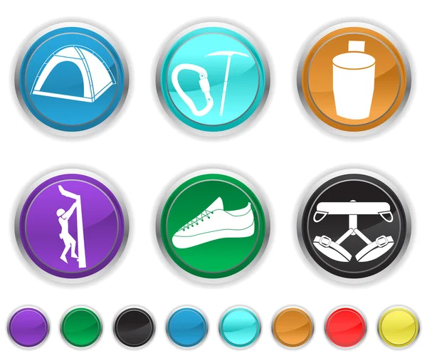 Climbing icons,each color icons is set on a different icons — Stock Vector