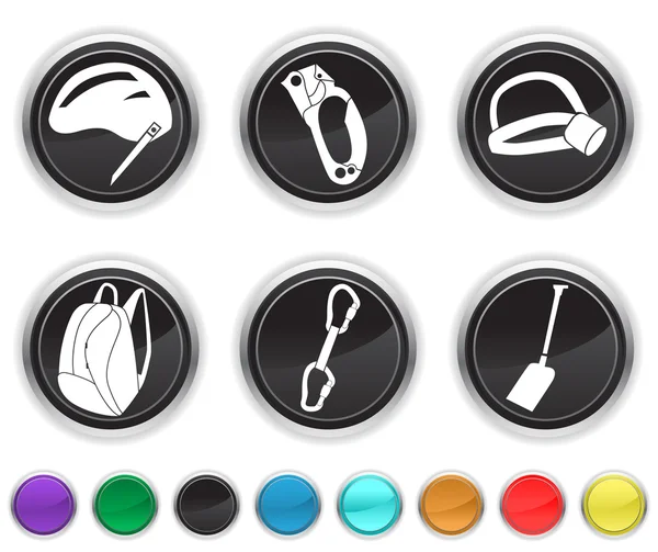 Icônes d'escalade, chaque icônes de couleur est définie sur des icônes différentes Illustrations De Stock Libres De Droits