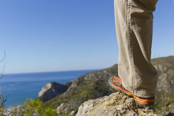 stock image Hiker looking at the landscape