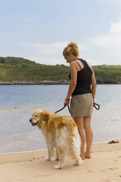 stock image Girl with her dog