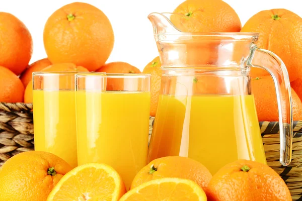 Vasos de zumo de naranja y frutas —  Fotos de Stock