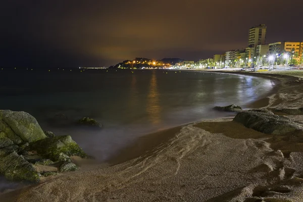 Θέα νύχτα στην παραλία Lloret de mar — Φωτογραφία Αρχείου