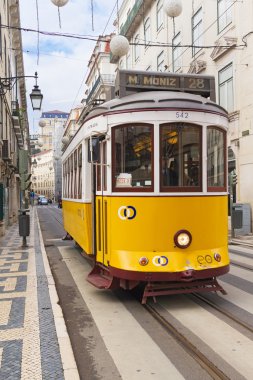 Yellow Lisbon tram 28 clipart