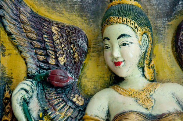 Woman statue thai art in thai temple
