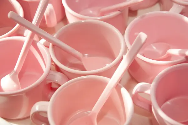 Rózsaszín csésze kávé — Stock Fotó