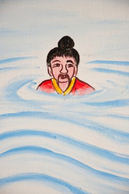 Çin Tapınağı Duvar boyama Çince sel kurbanı