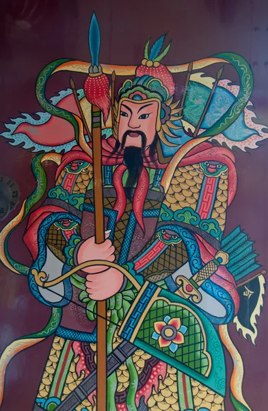 Pittura cinese su parete nel tempio cinese — Foto Stock