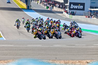 Begin of the race of Moto2 of the CEV Championship clipart