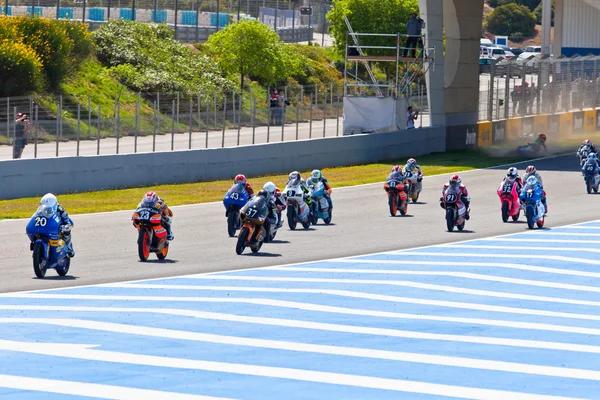 Uneven begin of the race of 125cc of the CEV Championship — Stock Photo, Image