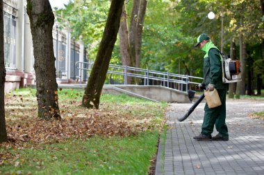 Landscaper operating gas Leaf Blower clipart