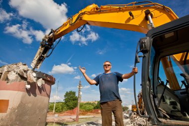Demolition Expert pointing OK hand gesture clipart