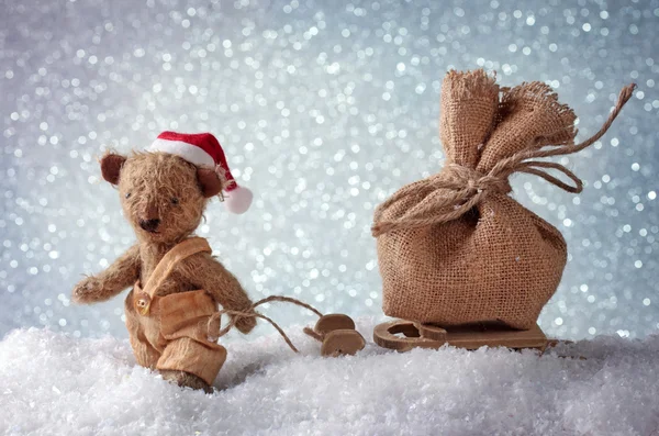 Santa teddy bear — Stockfoto