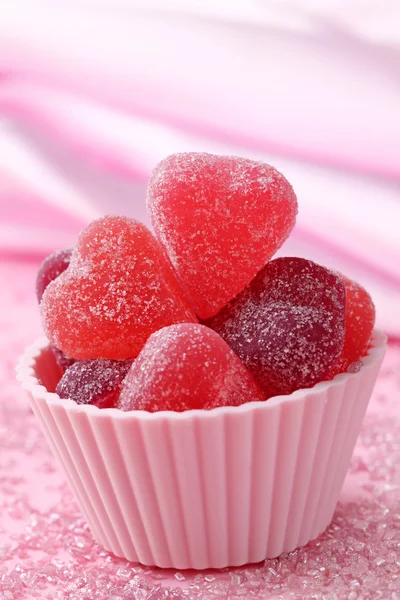 Fruit jellies candy hearts — Stock Photo, Image