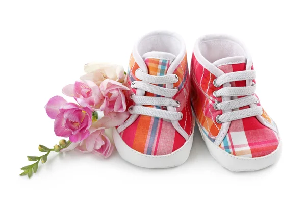 Rosa bebê menina sapatos — Fotografia de Stock