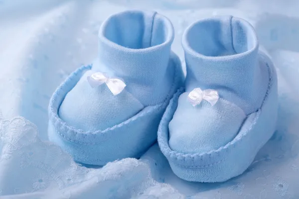 Modré dětské botičky — Stock fotografie