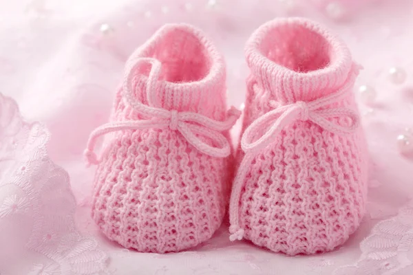 Pink baby booties — Stock Photo, Image