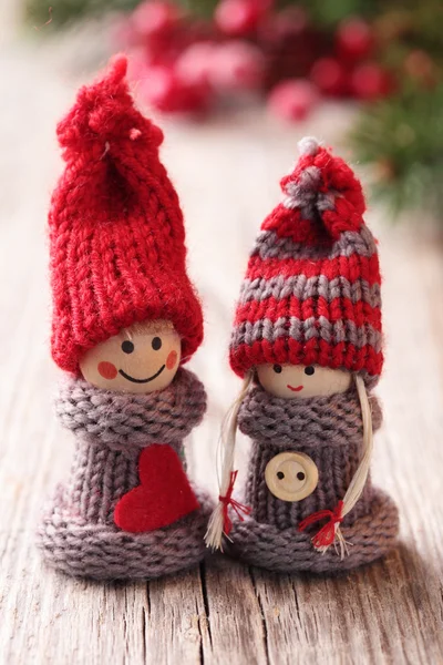 两个小小的圣诞老人装饰 — 图库照片