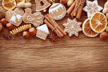 Gingerbread cookies and spices clipart