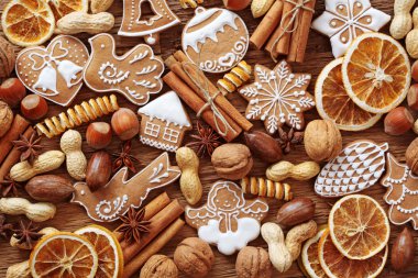 Gingerbread cookies and spices clipart