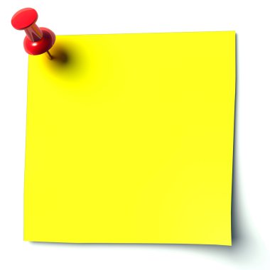 Yellow sticker attached drawing pin