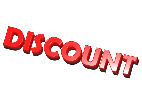 The word discount, red on white background — Stock Photo, Image