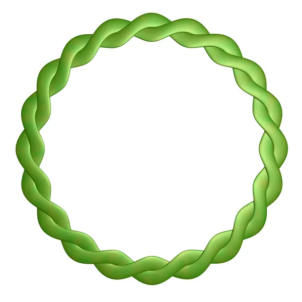 stock image Round frame is twisted out of leather is green.