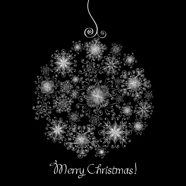 Boule de Noël noir et blanc — Image vectorielle