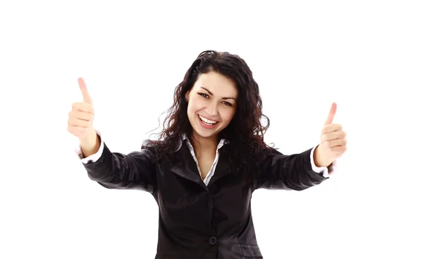 Successful business woman making ok sign — Stock Photo, Image