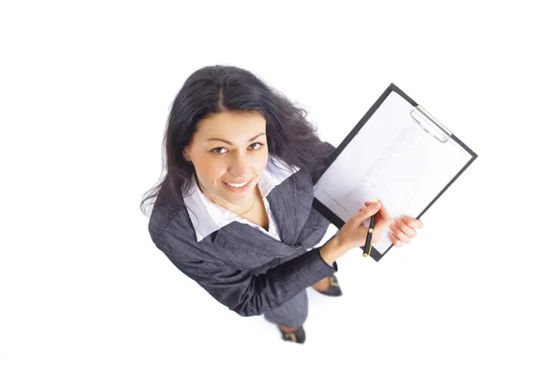 Una mujer de negocios escribiendo. Vista superior —  Fotos de Stock