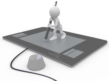 adam bir büyük grafik tablet çizim